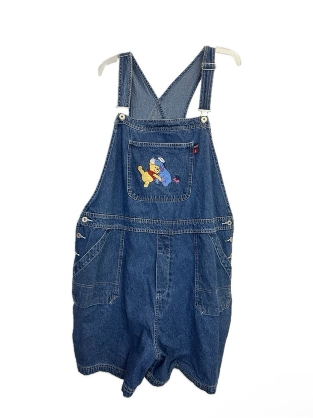 2000’s Disney Plus Denim Overall Shorts Women's 24W Embroidered Pooh and Eeyore